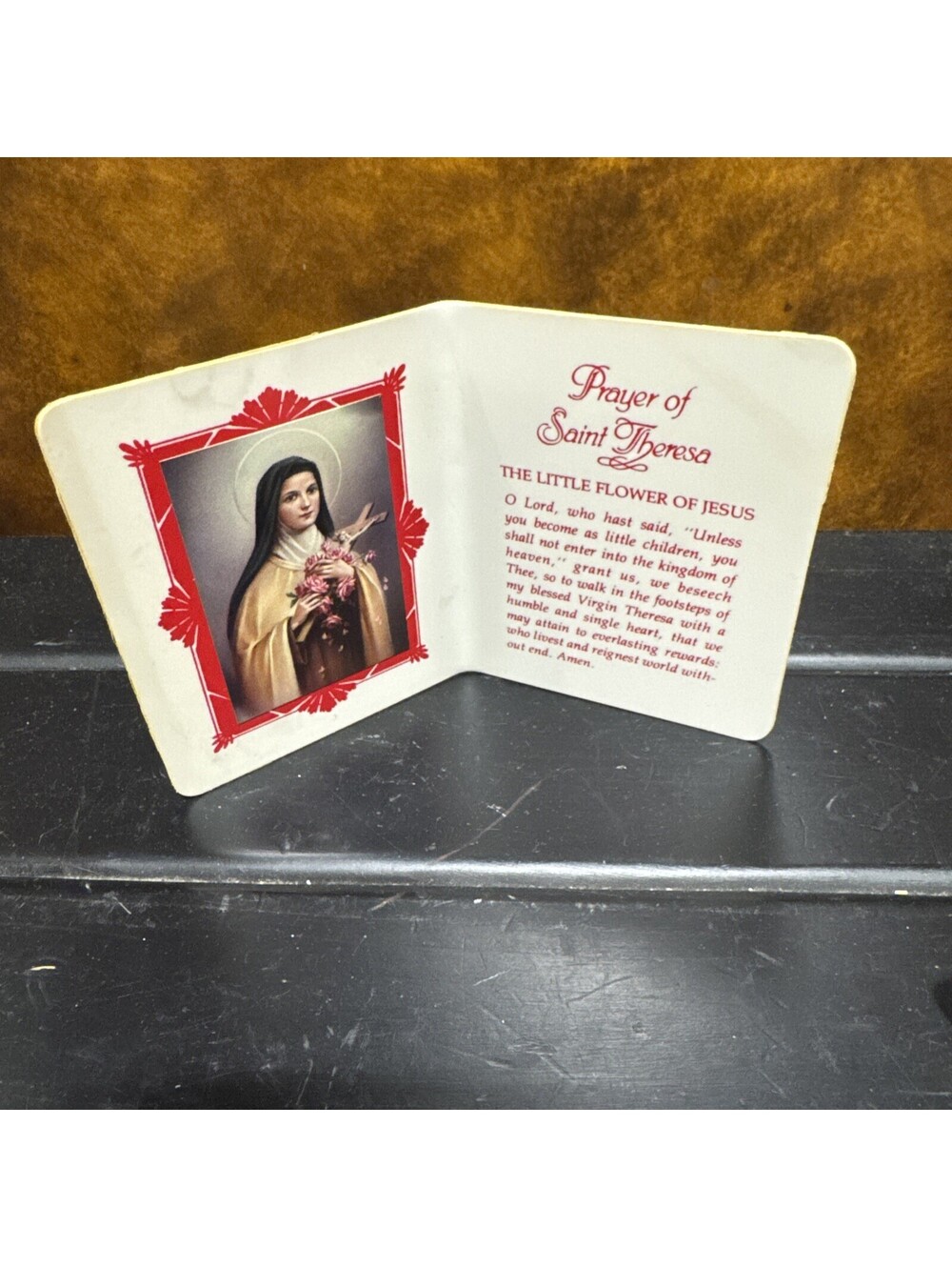 Vintage RARE Prayer Of Saint Theresa Hard Plastic Plaque 5.5” L 3.75” T HTF